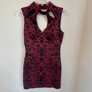 Charlotte Russe Black Maroon Velvet dress
